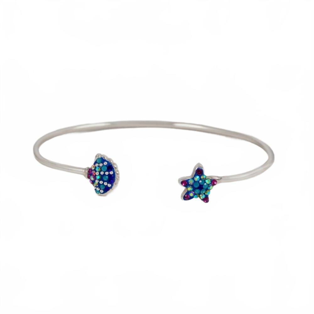 NEW MOSAICO women's austrian crystals seashell & starfish bracelet in silver - m